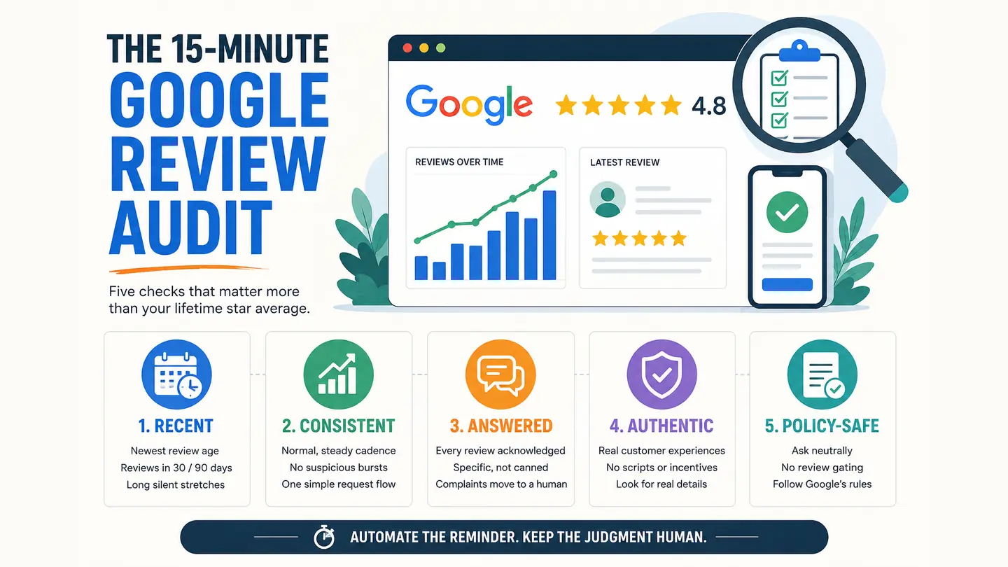 A 4.8-Star Rating Can Still Look Abandoned: A 15-Minute Google Review Audit